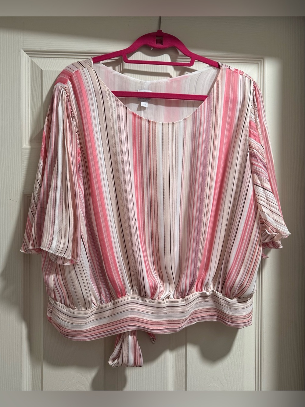 SoHo New York & Company - Blush and Cream Striped Blouse / Size XL